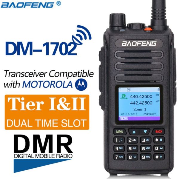 Baofeng DM-1702 GPS Dual Band DMR Transceiver Compatible with Motorola Dual Time Slot Tier 1&2