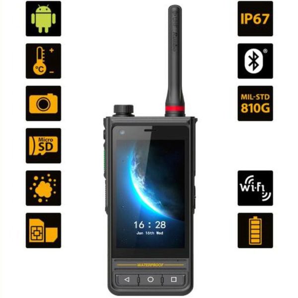 Runbo E72 4G LTE PDT Police UHF/VHF DMR Walkie Talkie IP67 Waterproof Rugged Smartphone Android 8.1 4 inch LCD Glove Wearing Touch