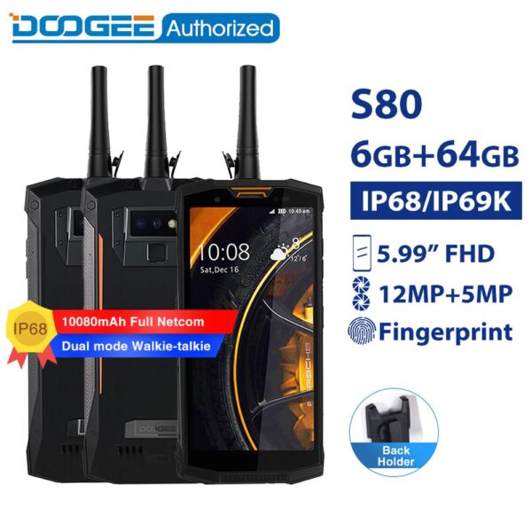 DOOGEE S80 IP68 / IP69K walkie-talkie smartphone wireless charge NFC 10080mAh 5.99'' Helio P23 Octa Core 6GB 64GB rugged phone