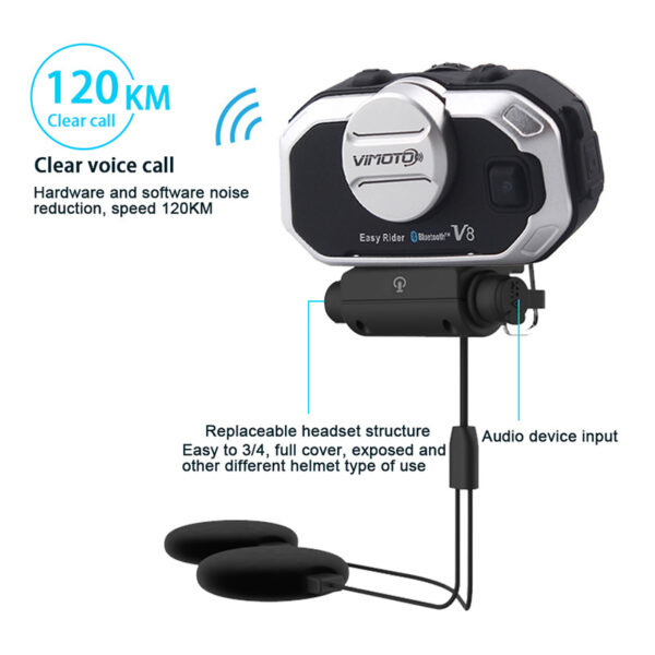 Easy Rider English Version 850mAh 2PCS Vimoto V8 Helmet Bluetooth Intercom Motorbike Stereo BT Headset Headphones For Mobile Phone GPS 2 Way Radios - Image 3