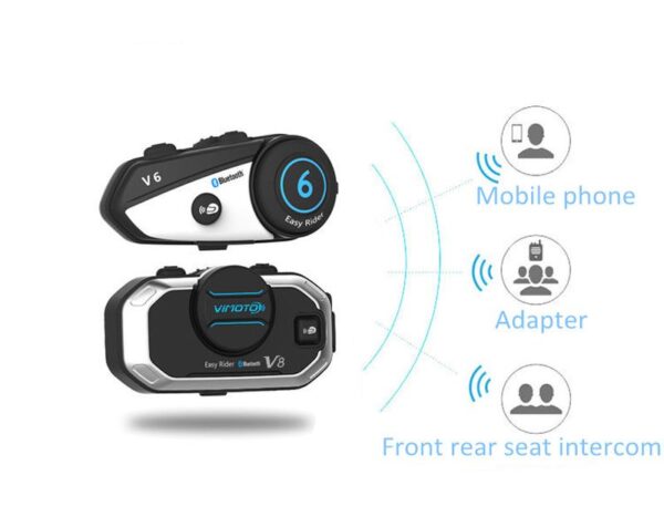 Easy Rider English Version 850mAh 2PCS Vimoto V8 Helmet Bluetooth Intercom Motorbike Stereo BT Headset Headphones For Mobile Phone GPS 2 Way Radios - Image 4