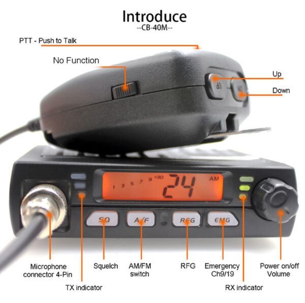 New ANYSECU Mini Mobie Radio CB-40M 25.615-30.105MHz 10M Amateur 8W AM/FM Citizen Band Radio AR-925  - Image 7
