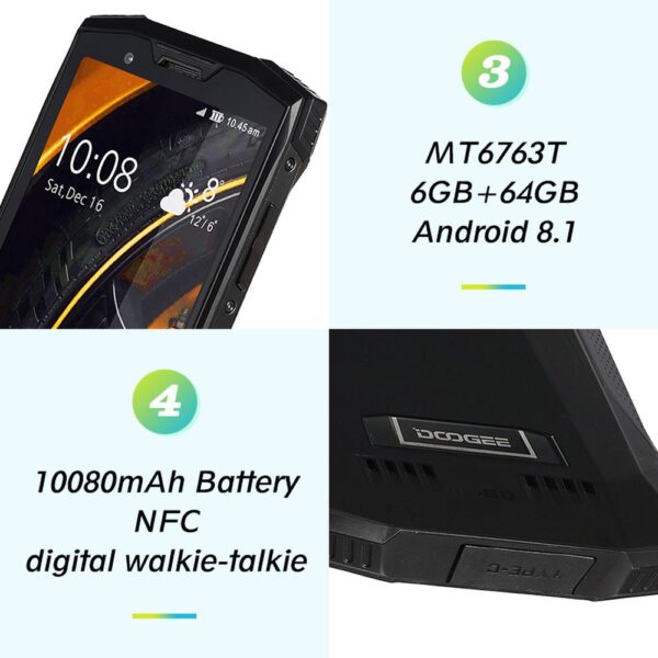 DOOGEE S80 IP68 / IP69K walkie-talkie smartphone wireless charge NFC 10080mAh 5.99'' Helio P23 Octa Core 6GB 64GB rugged phone - Image 3