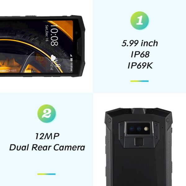 DOOGEE S80 IP68 / IP69K walkie-talkie smartphone wireless charge NFC 10080mAh 5.99'' Helio P23 Octa Core 6GB 64GB rugged phone - Image 2