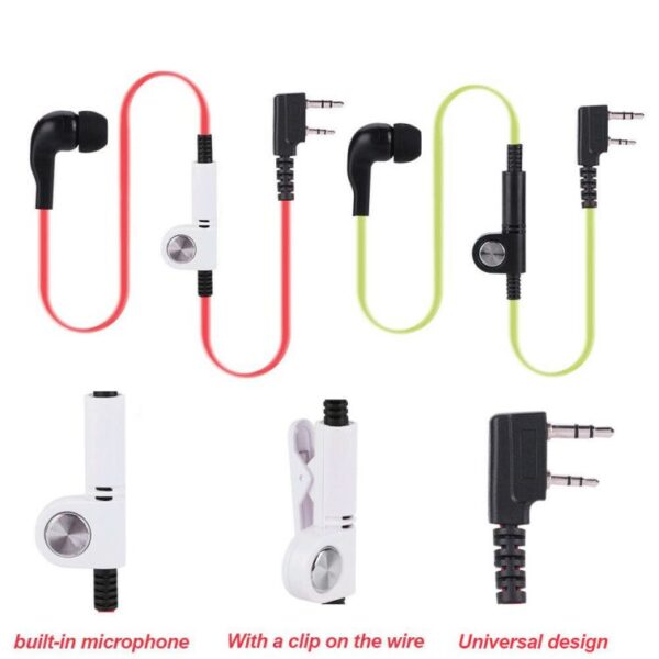 2 Pin K Head PTT Walkie Talkie Earphone Headset Headphone Earpiece with Mic for Kenwood Baofeng TYT Two Way Radio