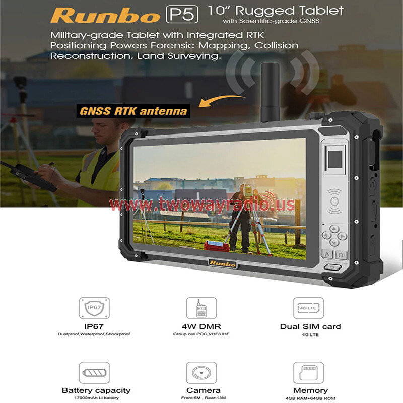 US Version Runbo P5 Rugged DMR 4G LTE Military-grade Tablet 10