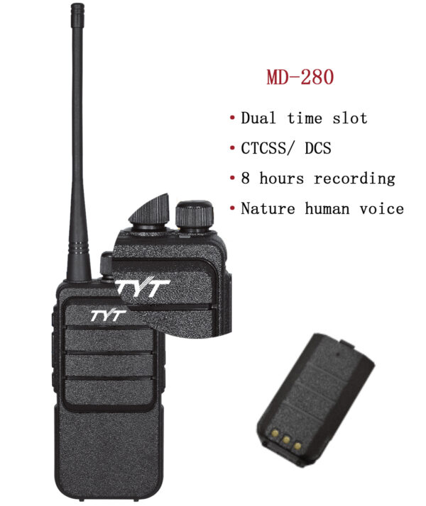 TYT MD-280 Digital Walkie-Talkie 5W Professional Radio DMR TIERI &TIER II Simple Function