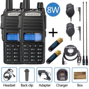 2pcs/lot Baofeng UV-82 Radio with SRH805S High Gain Antenna Speaker Microphone USB Programming Cable