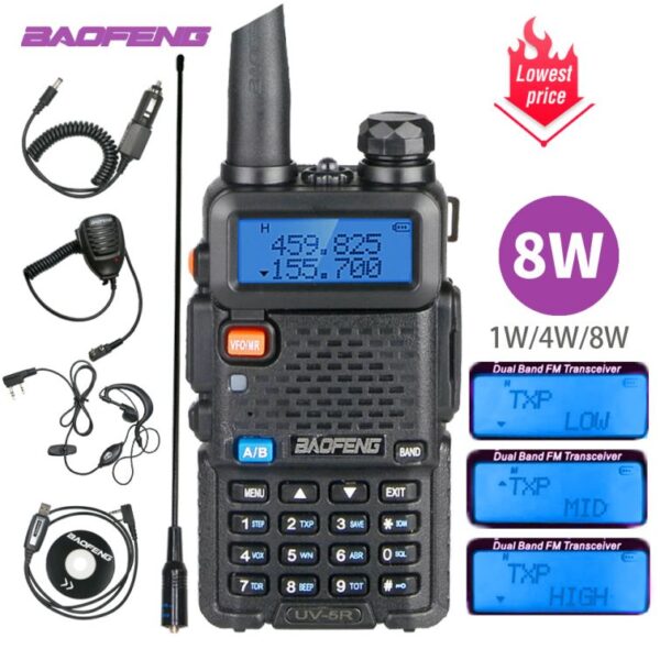 Powerful Baofeng UV-5R 8W Walkie Talkie VHF UHF Transceiver UV 5R Amateur Ham CB Radio Station 8Watts 10km Hunting Transmitter - Image 4