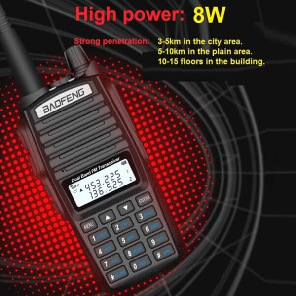 8W Walkie Talkie Radio Transceiver BAOFENG UV 82 Dual PTT Radio Station VHF UHF Ham CB Radio Scanner Transmitter UV82 UV-82 - Image 4