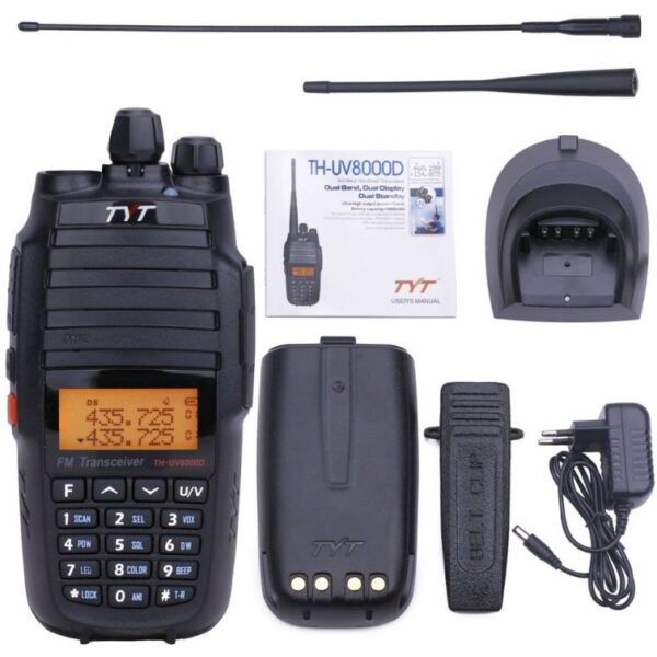 TYT TH-UV8000D 10W Cross-band Repeater Dual Band 3600mAh Battery 10km Transceiver with Speaker Microphone Car Charger Programming Cable Security Headset High Gain Antenna - Image 3