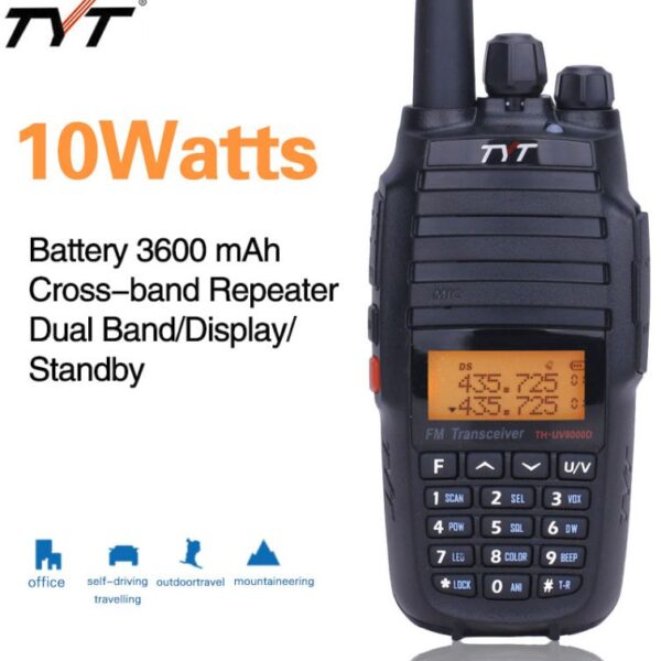 TYT TH-UV8000D 10W Cross-band Repeater Dual Band 3600mAh Battery 10km Transceiver with Speaker Microphone Car Charger Programming Cable Security Headset High Gain Antenna