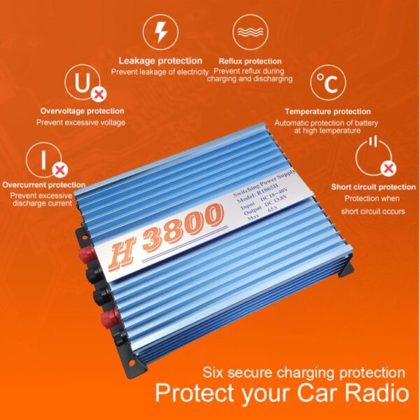 H3800 Transformer 24V to 13.8V 65A Regulator Power supply for Mobile Two way Radio Car Radio 18V-40V In 13.8V 65A - Image 3