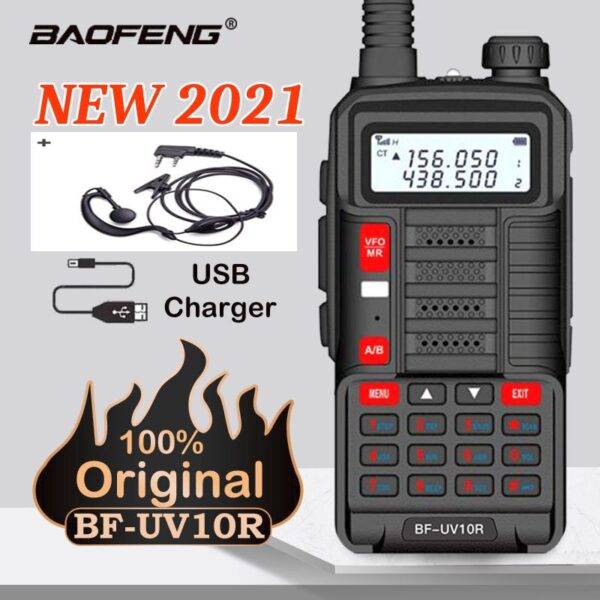 Lastest Baofeng BF-UV10R Long Range 10W 128CH Dual Band Free Headset Handheld Walkie Talkie Ham CB Radio