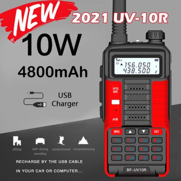 Lastest Baofeng BF-UV10R Long Range 10W 128CH Dual Band Free Headset Handheld Walkie Talkie Ham CB Radio - Image 4