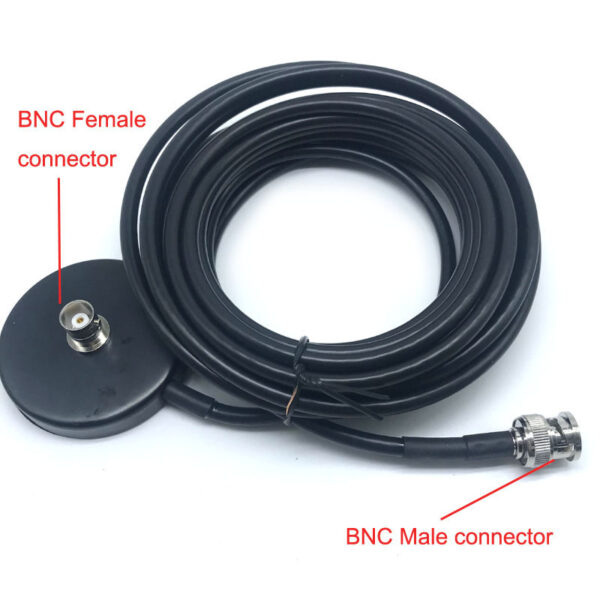 TW-35B BNC Antenna Magnetic Mount with 5M RG-58 Cable for Handheld Antenna Fit 27Mhz Cobra Car CB Radio