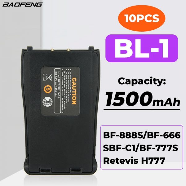 10pcs Baofeng BF-888S Walkie Talkie Battery BL-1 1500mAh Battery For BF-777S BF-666S BF-C1