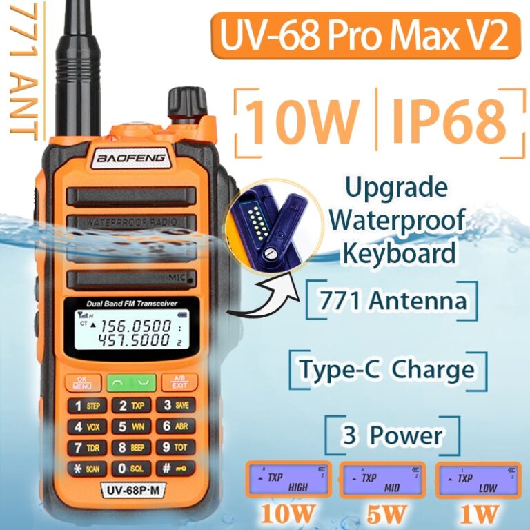 Baofeng Uv Pro Max Waterproof Ip Walkie Talkie High Power Cb Ham Uhf Vhf Long Range Two Way