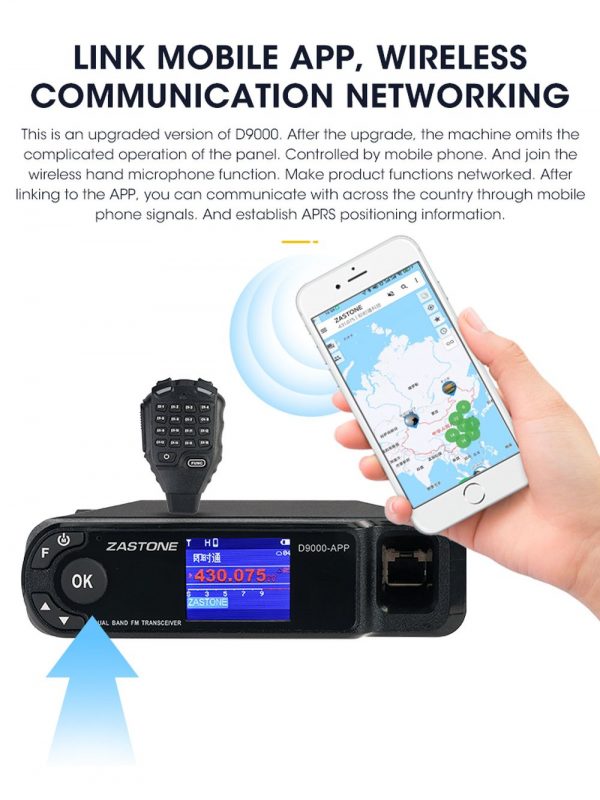 ZASTONE D9000APP 50W Mobile Transceiver Link to Phone App Dual Band UHF VHF off-road Vehicle Walkie Talkie - Image 2