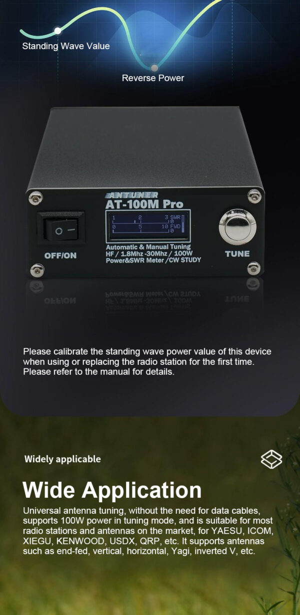 ANTUNER AT-100M Pro 100W 1.8MHz-30MHz ATU-100 ATU-100M  QRP Antenna Tuner Morse Code  SWR Meter Power Meter  For HF Radio - Image 5