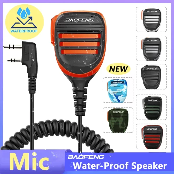 Baofeng Walkie Talkie Speaker Microphone Waterproof PTT Mic For UV-5R UV-16 UV-13 UV-21 UV17 Two Way Radio QuanSheng UV-K5 UV-K6