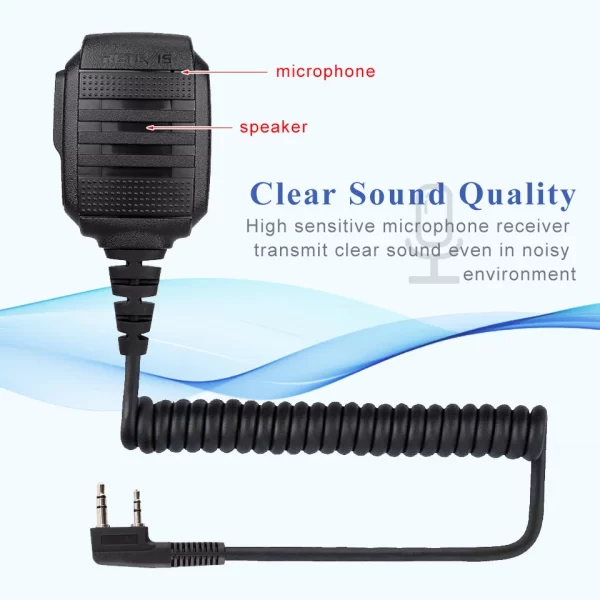 Waterproof Shoulder Mic Handheld Speaker Microphone For KENWOOD For BAOFENG UV5R 360-Degrees Swivel Clip Radio Walkie Talkie Parts - Image 3