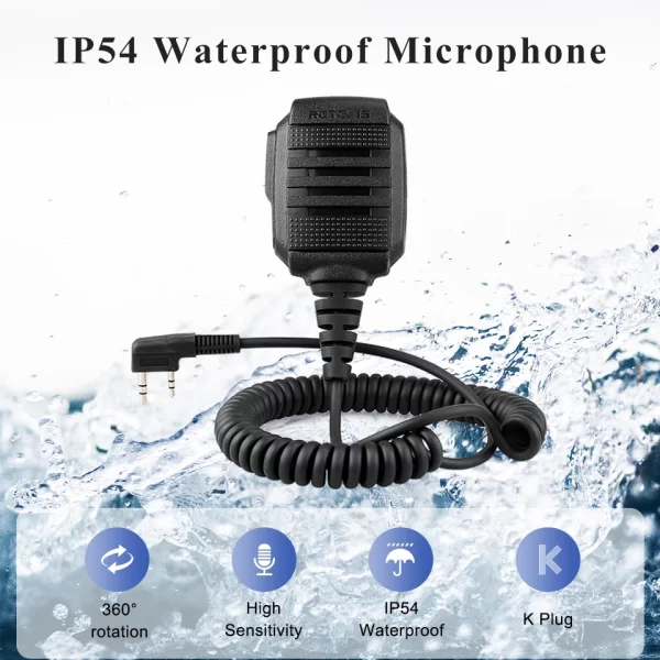 Waterproof Shoulder Mic Handheld Speaker Microphone For KENWOOD For BAOFENG UV5R 360-Degrees Swivel Clip Radio Walkie Talkie Parts