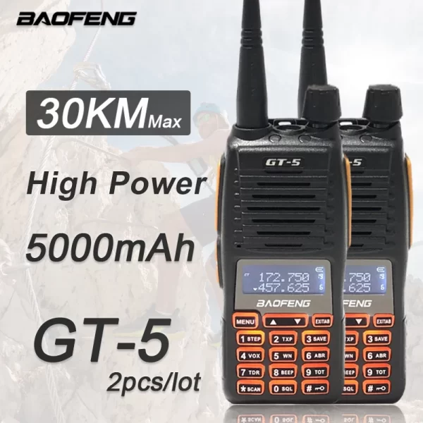 2pcs Newest BAOFENG GT-5 10W 30KM Long Range 2Way Amateur Radios