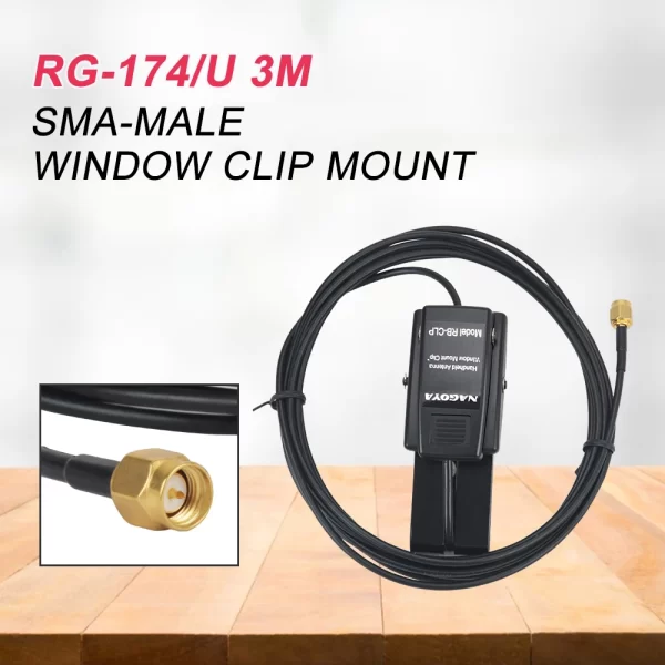 Nagoya RB-CLP Antenna Mount Car Window Mount Clip Bracket RG-174/U 3M for BaoFeng Motorola Kenwood HYT etc Ham Radio - Image 3