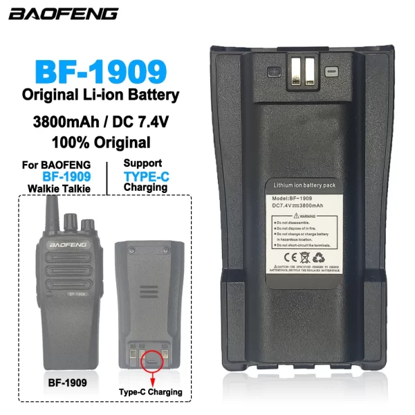 BAOFENG BF1909 Portable Two Way Radios Extra Replacement Battery Suport Type-C