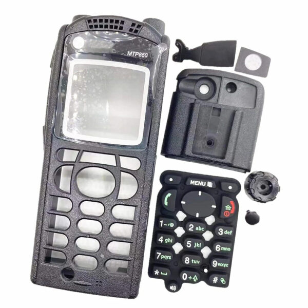 Motorola MTP850 Radio Black Front Shell Housing Case Cover W/ Back Clip Dust Cover Digital Number Rubber Knobs