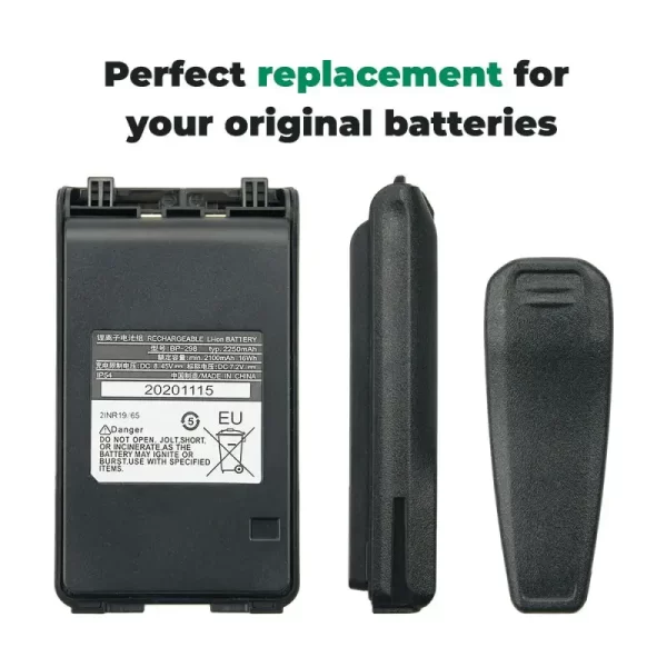 Icom IC-V86 Two Way Radio Accessories 7.2V 2250mAh Replacement Battery with Belt Clip - Image 2