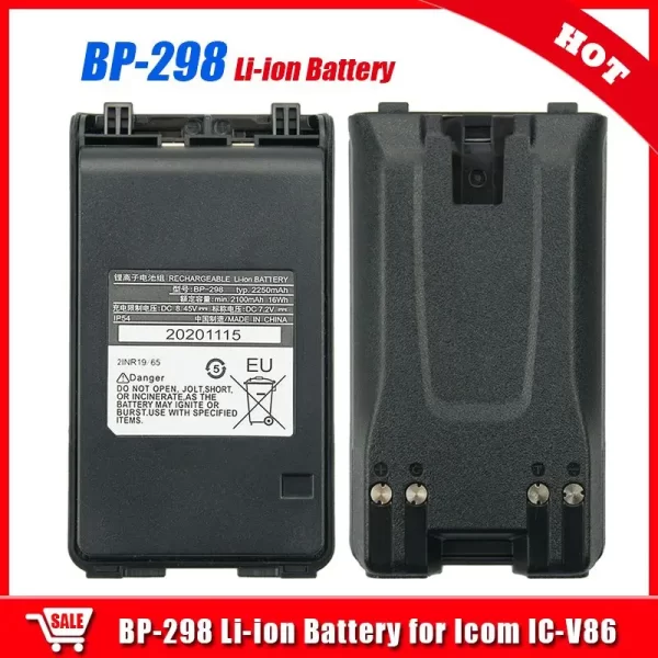 Icom IC-V86 Two Way Radio Accessories 7.2V 2250mAh Replacement Battery with Belt Clip