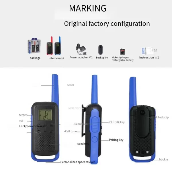 2pcs/pair Motorola T62 Talkabout Outdoor adventures Travel Mini Two way Radio - Image 5