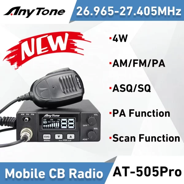 Mini Anytone AT-505Pro CB Mobile Car Walkie Talkie New Arrival