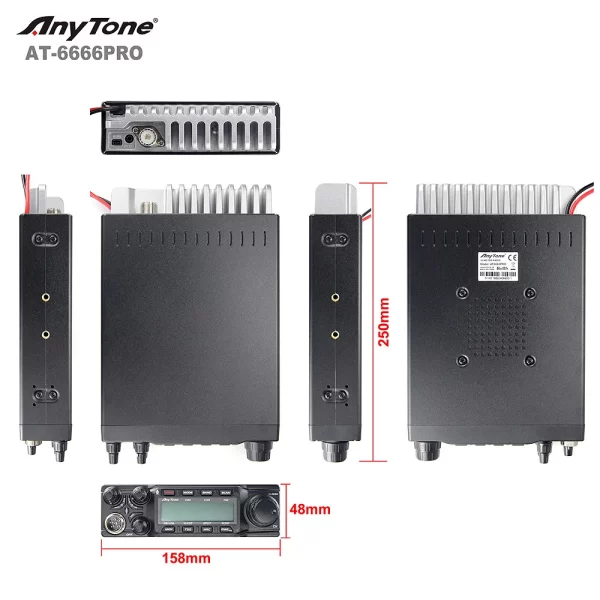 2024 New Anytone AT-6666Pro 80W High Power CB 10 Meter Car Radio CW/AM/FM/USB /LSB/PA Mode 40CH Mobile Transceiver - Image 4