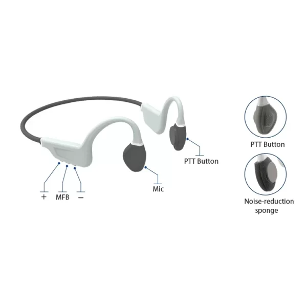 DP6 Bluetooth PTT Bone Conduction Headset 100 meters full duplex intercom earphones for walkie talkie and POC app - Image 3