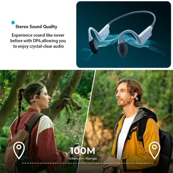 DP6 Bluetooth PTT Bone Conduction Headset 100 meters full duplex intercom earphones for walkie talkie and POC app - Image 4