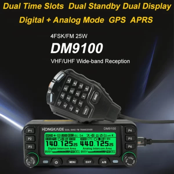 ZASTONE DM9100 25W 4FSK/FM VHF/UHF Wide-band Reception Dual Time Slots Dual Standby Dual Display Digital + Analog Mode GPS APRS