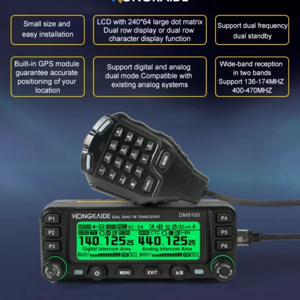 ZASTONE DM9100 25W 4FSK/FM VHF/UHF Wide-band Reception Dual Time Slots Dual Standby Dual Display Digital + Analog Mode GPS APRS - Image 2