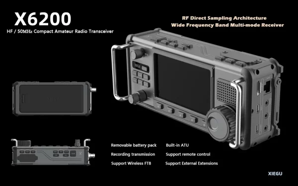 Original XIEGU X6200 SDR Portable Shortwave Radio HF/50MHz Full Mode 8W Built-in Antenna Tuner - Image 6