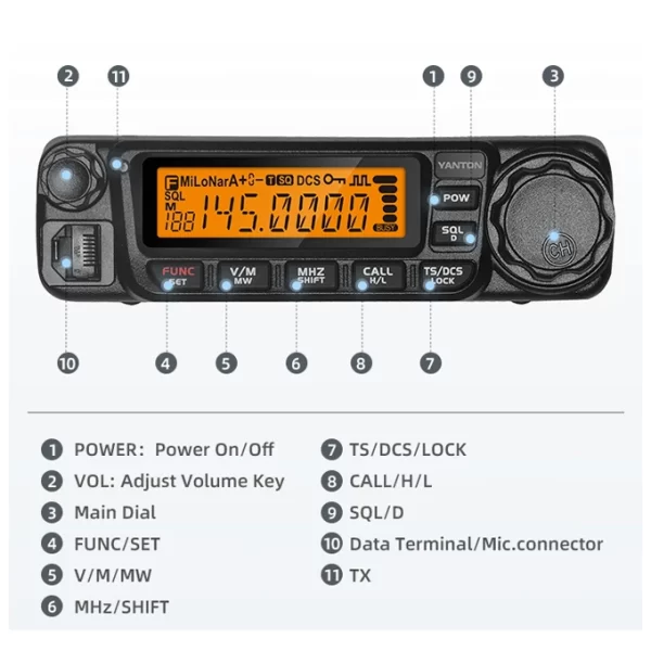 YANTON TM-8600 60W 400-480/136-174MHz Mobile Radio Scrambler Encryption Function Car Radio - Image 2