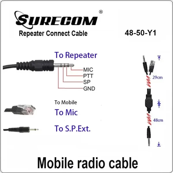 Surecom 48-50Y1 Repeater Cable for YAESU FT2800 FT8900 TYT TH7800 9800 Work with SR628 328 629 112 Relay Box Controller Cord - Image 5