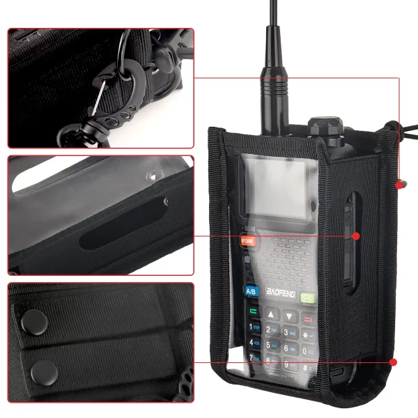 Walkie Talkie Nylon Radio Case Baofeng UV-5RH UV-21R Outdoor Pouch Pocket For Quansheng UV-K5 Plus Holster Molle Radio Pouch - Image 3