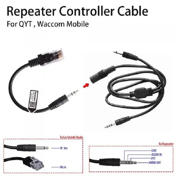 48-50Q1 Repeater Controller Cable for QYT WACCOM KT980 PLUS KT8900 Mobile Radio Line Work with Surecom Relay Box Accessory