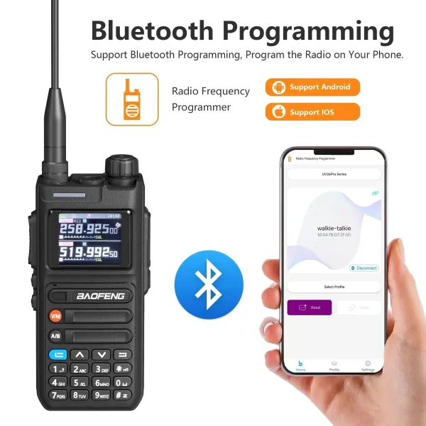 BAOFENG UV-26 Walkie Talkie GPS 10W Bluetooth APP Programming Recording Six Band Wireless Copy Frequency NOAA USB C Charger - Image 3