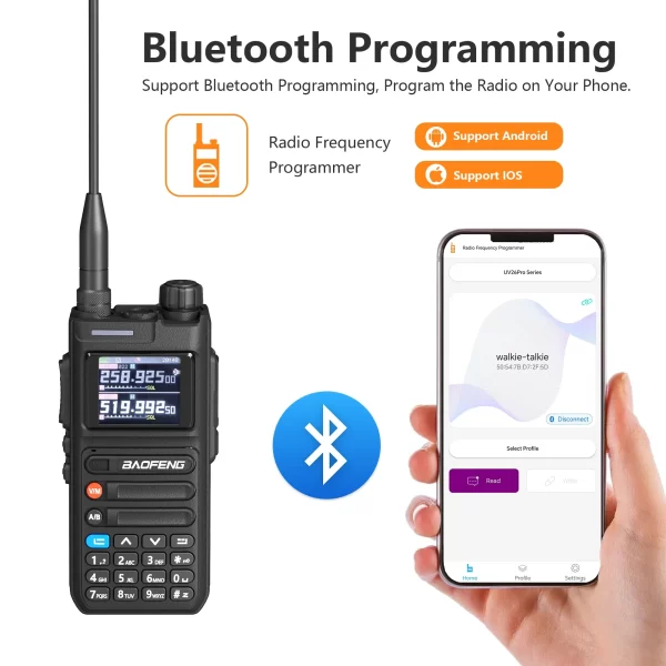 UV-26 Baofeng Walkie Talkie GPS Multi Band Bluetooth Programming Wirless Copy Frequency Recording 10W Long Range Two Way Radio - Image 2