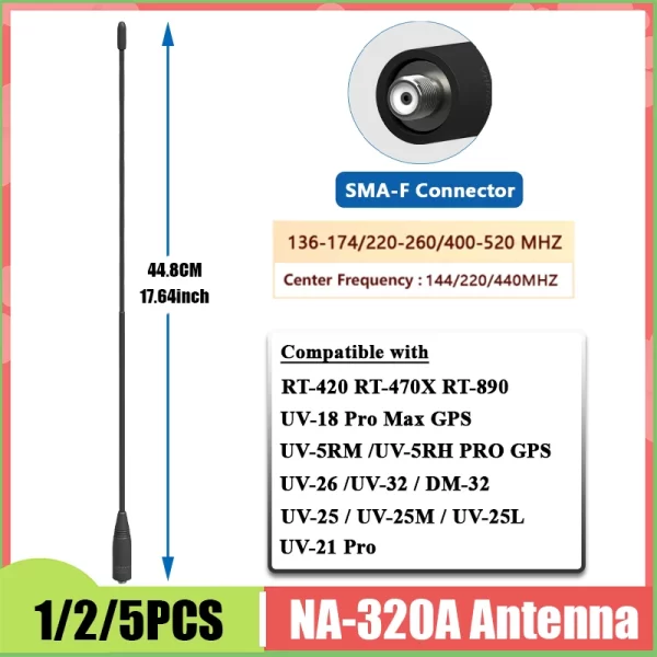 Original NA-320A Nagoya Antenna High Gain SMA-F Tri-Band HT Aerial 144-220-440Mhz For UV-26 UV-25 DM-32 UV-K6 Iradio UV-88 Radio