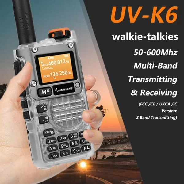 Quansheng UV-K6 Walkie Talkie 512KB Big Storage UV-K58 Type-C Charge 50-600MHz NOAA Wireless Frequency Green Orange Transparent - Image 3