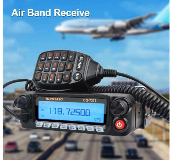 Walkie Talkie HIROYASU CQ-7373 Detachable Front Panel 108-615MHz Eight Bands Rx VU Dual Band Tx 50W 100Ch Air Band Amateur Mobile Transceiver - Image 4